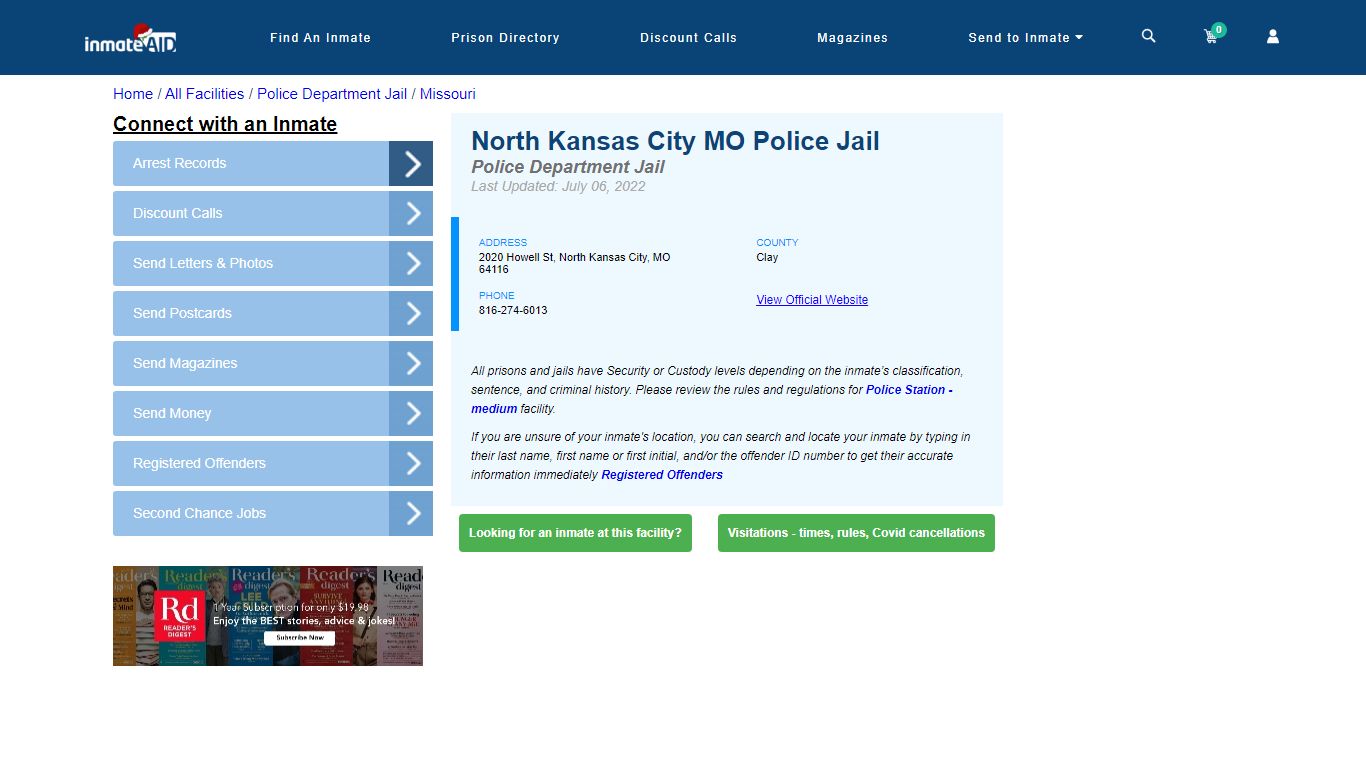 North Kansas City MO Police Jail MO - Arrests, Warrants - InmateAid